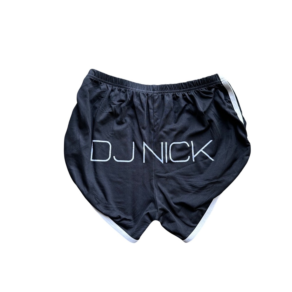 DJ NICK Graphic Black Dolphin Shorts White Trim Athletic Loungewear LL53